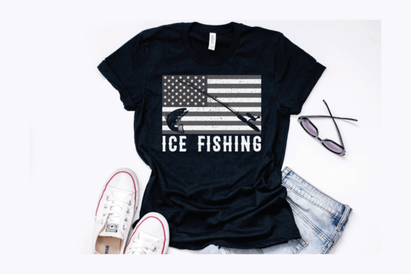 American Flag Ice Fishing Vintage Design: A Nostalgic Asset for Creators