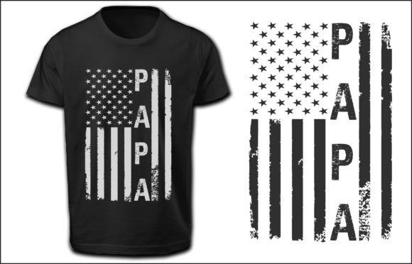 Papa USA Flag T-Shirt Design: Patriotic Vintage Graphics